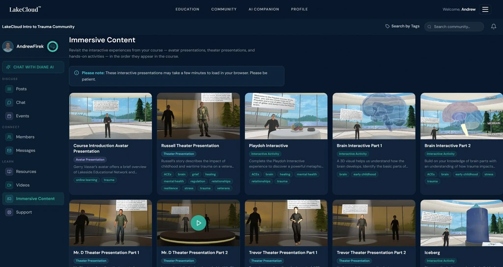 LakeCloud Community immersive learning experiences and presentations